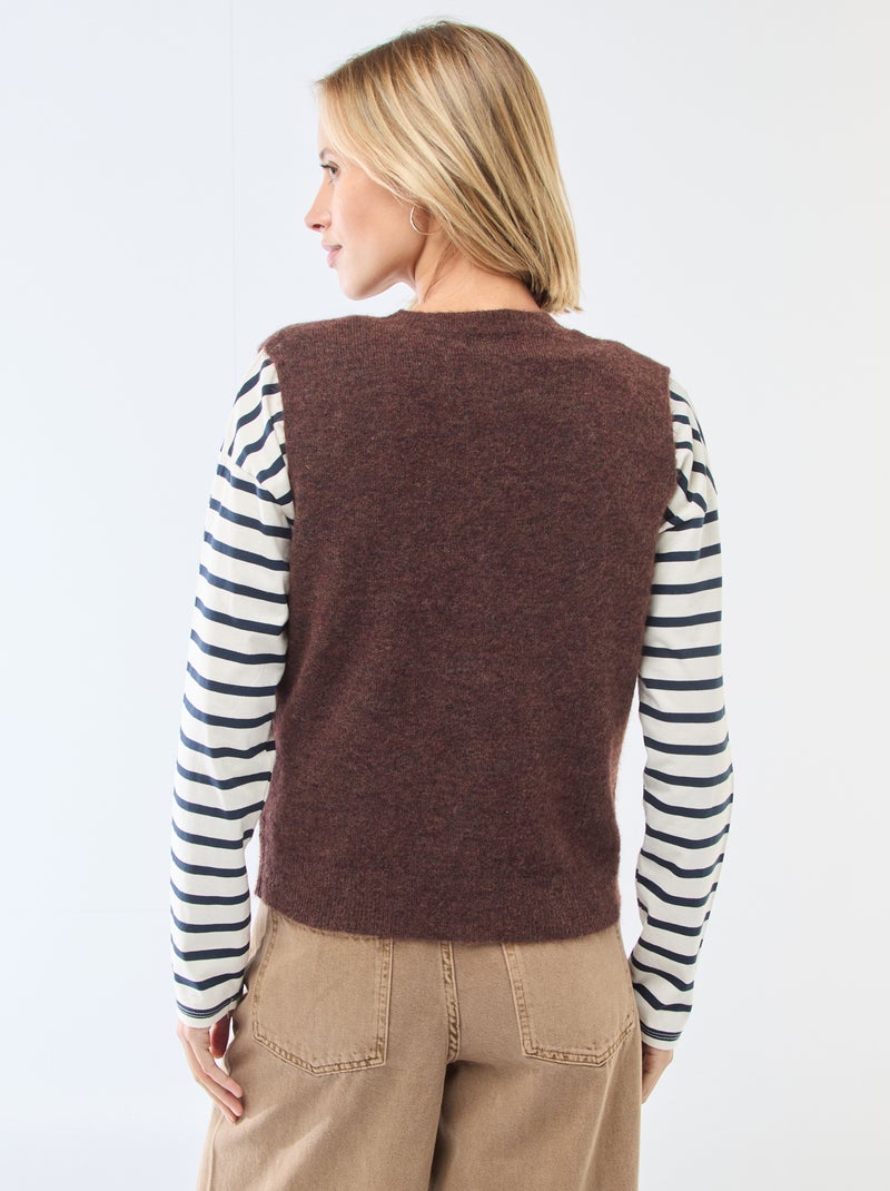 Gilet smanicato tinta unita Marrone - Kiabi