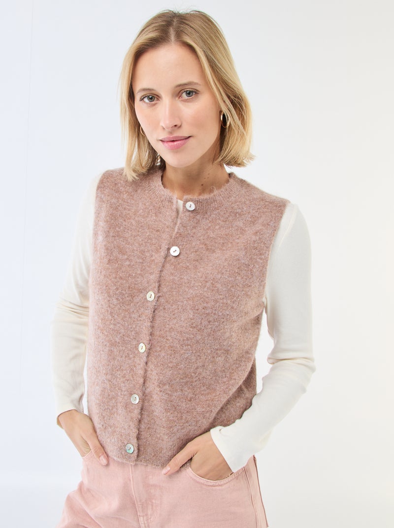 Gilet smanicato tinta unita Marrone - Kiabi