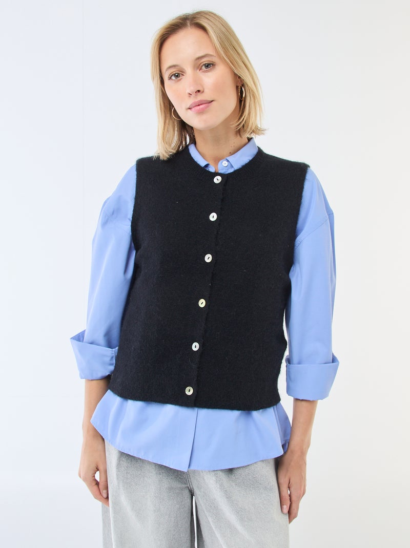 Gilet smanicato tinta unita Nero - Kiabi
