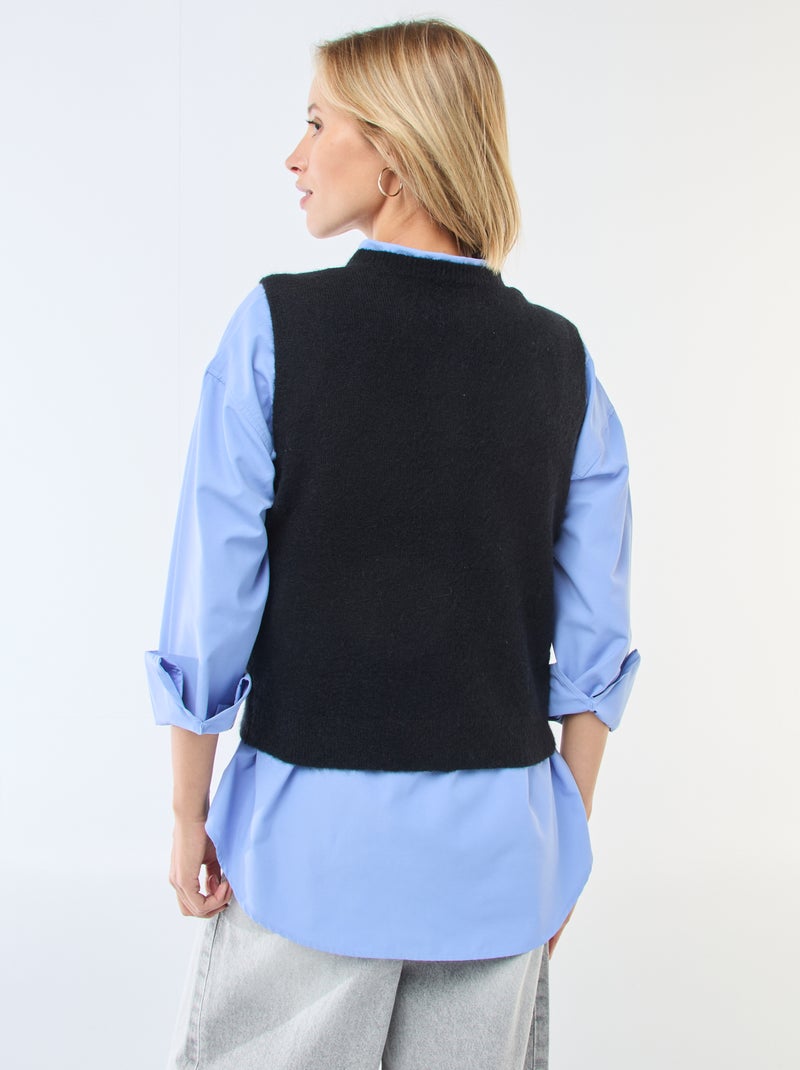 Gilet smanicato tinta unita Nero - Kiabi