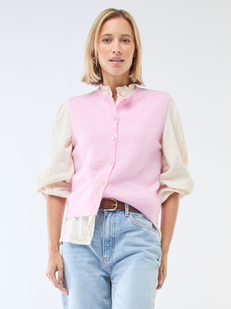 Gilet smanicato tinta unita Rosa - Kiabi