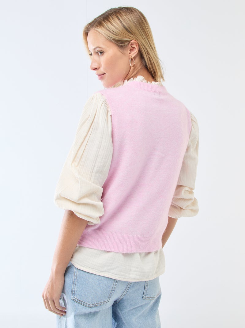 Gilet smanicato tinta unita Rosa - Kiabi
