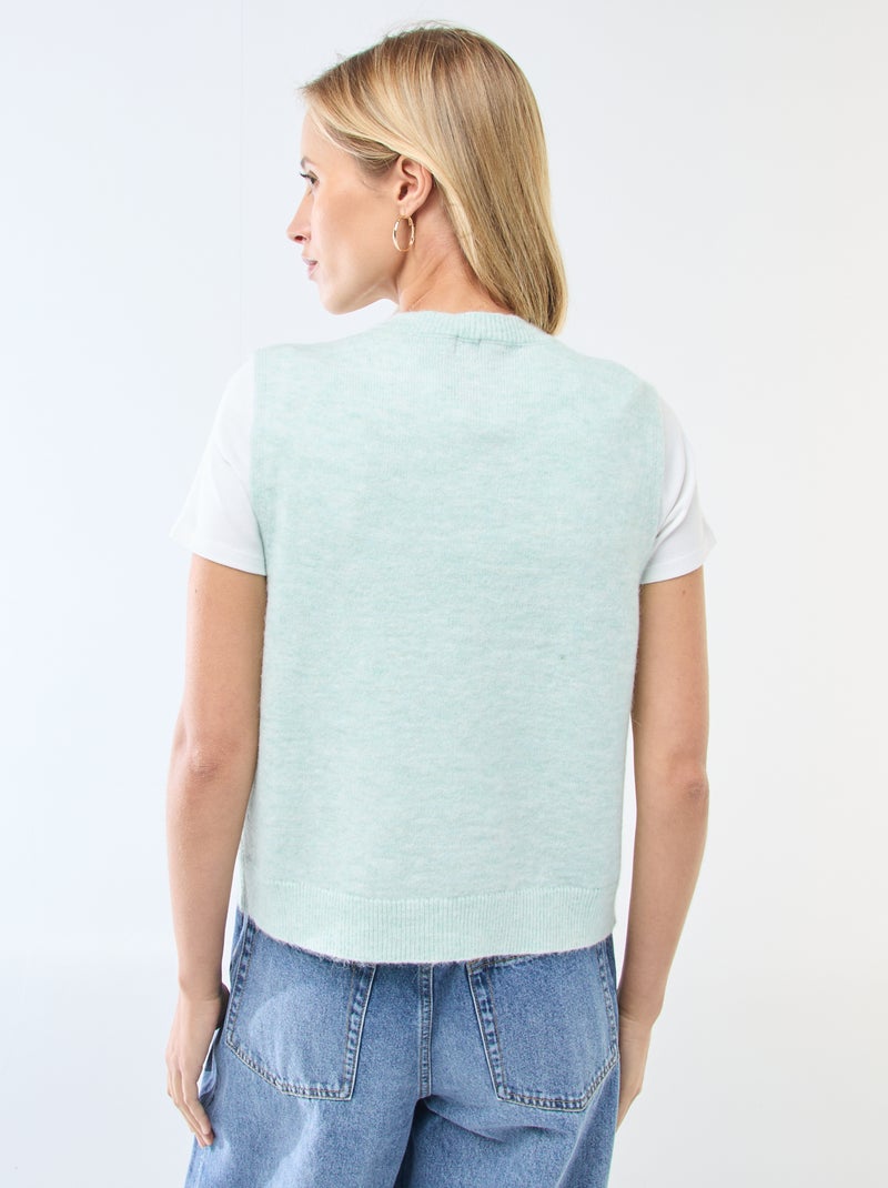 Gilet smanicato tinta unita Verde - Kiabi