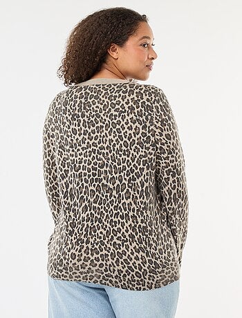 Gilet sottile con stampa leopardata