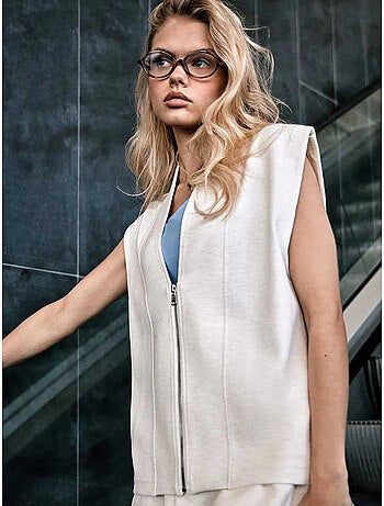 Gilet sportivo con zip frontale double soft in colore beige