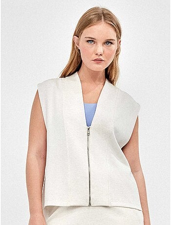 Gilet sportivo con zip frontale double soft in colore beige