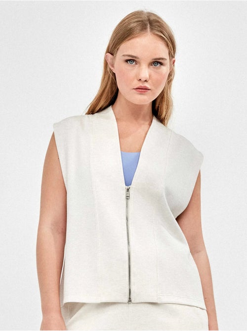 Gilet sportivo con zip frontale double soft in colore beige - Kiabi