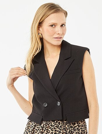 Gilet tailleur crop-top senza maniche