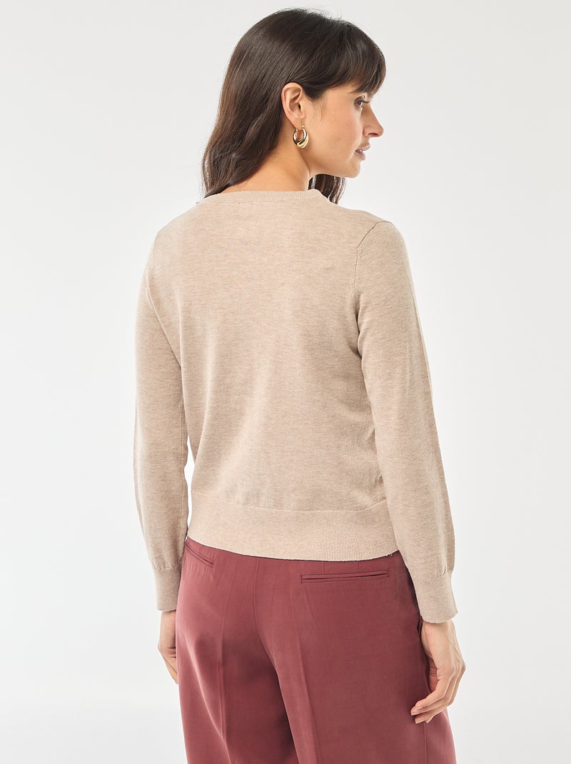 Gilet tinta unita con collo rotondo Beige - Kiabi