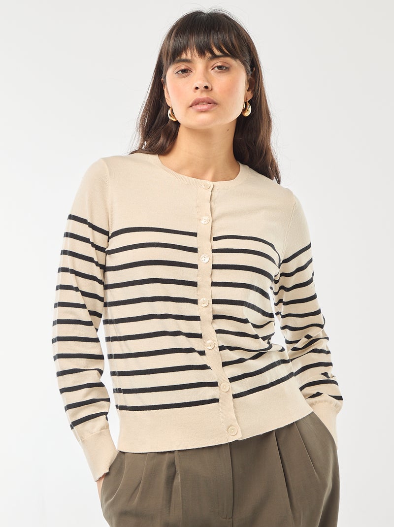 Gilet tinta unita con collo rotondo Beige - Kiabi