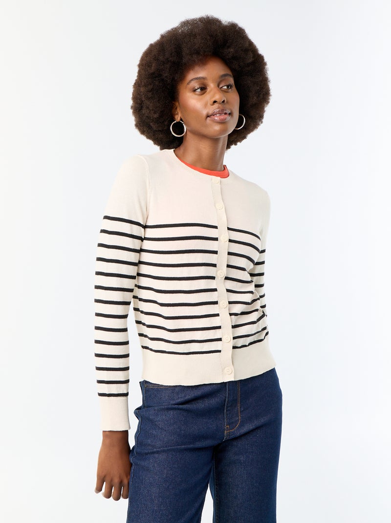 Gilet tinta unita con collo rotondo Beige - Kiabi