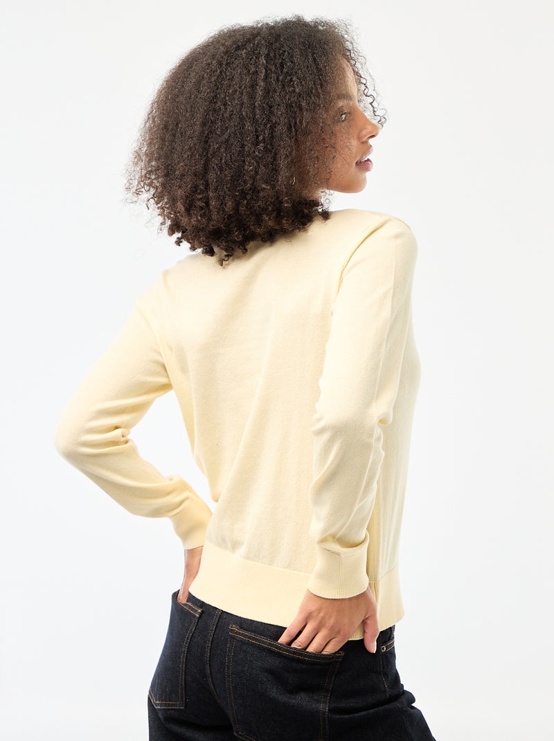 Gilet tinta unita con collo rotondo Giallo - Kiabi