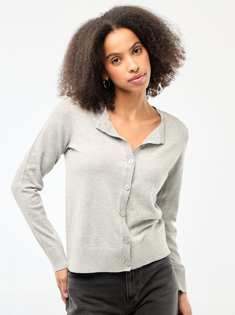 Gilet tinta unita con collo rotondo Grigio - Kiabi