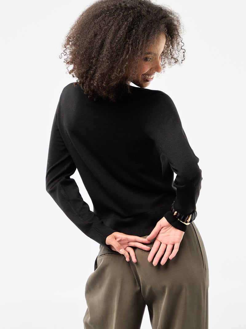 Gilet tinta unita con collo rotondo Nero - Kiabi