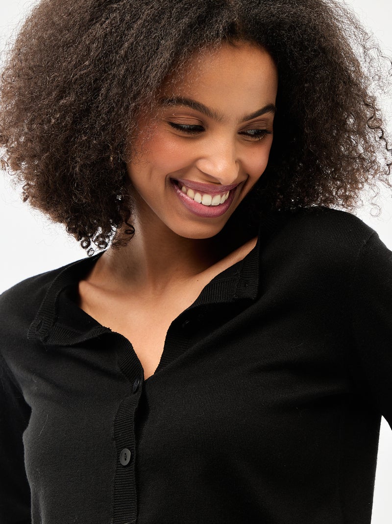 Gilet tinta unita con collo rotondo Nero - Kiabi