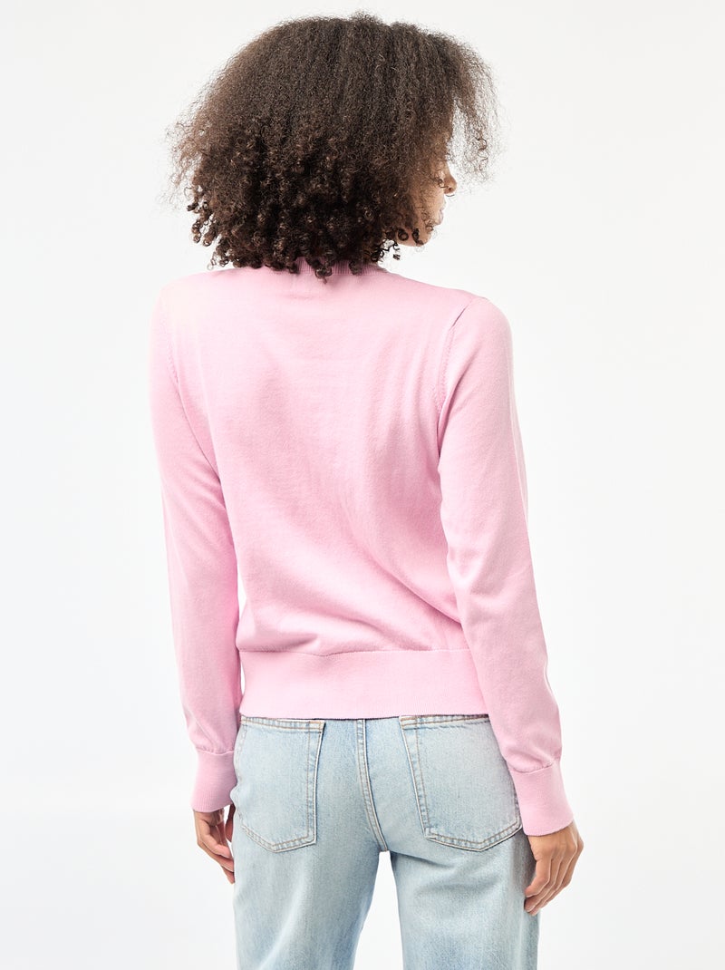 Gilet tinta unita con collo rotondo Rosa - Kiabi