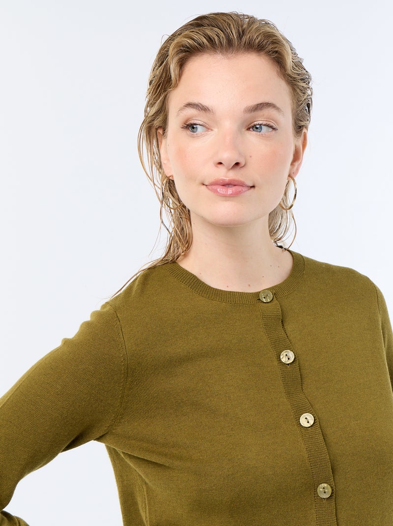 Gilet tinta unita con collo rotondo Verde - Kiabi