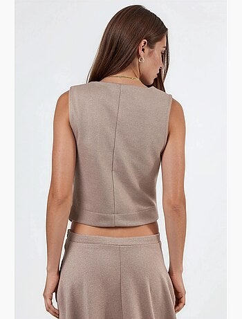 Gilet tinta unita con scollo a v e bottoni busem