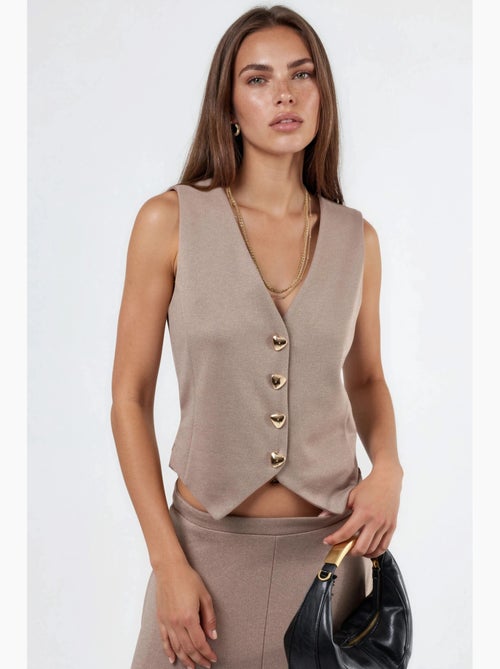 Gilet tinta unita con scollo a v e bottoni busem - Kiabi