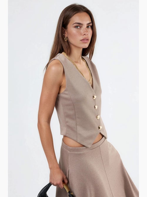Gilet tinta unita con scollo a v e bottoni busem - Kiabi
