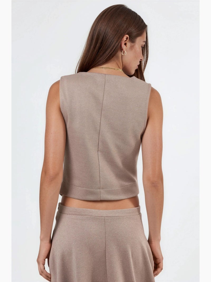 Gilet tinta unita con scollo a v e bottoni busem Beige argilla - Kiabi