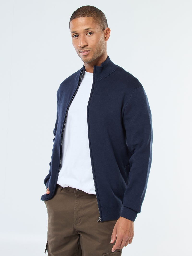 Gilet tinta unita con zip e collo alto Blu - Kiabi
