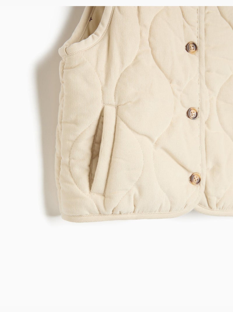 Gilet trapuntato in velluto a coste, mo fashion Beige - Kiabi