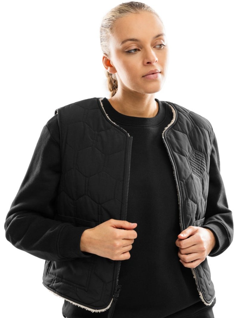 Gilet trapuntato reversibile in sherpa da donna lifestyle donna scape Nero - Kiabi