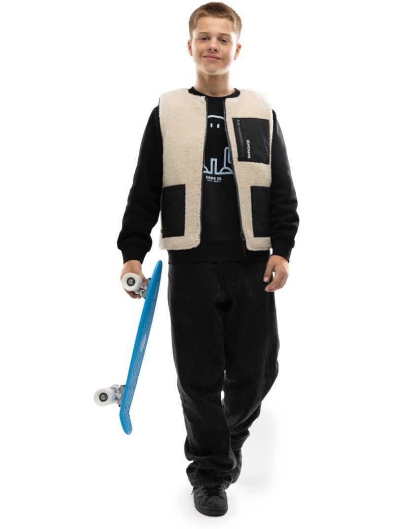 Gilet trapuntato reversibile in sherpa per bambini lifestyle bambini e bambine t Nero - Kiabi