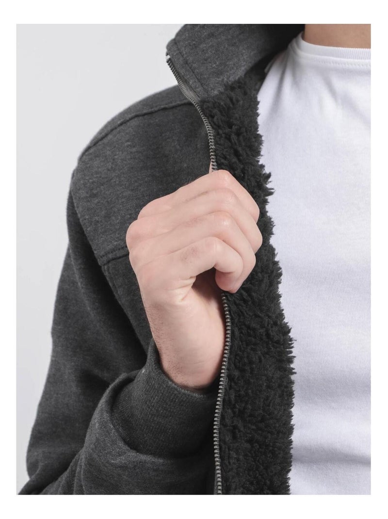 Gilet zip collo alto WILZOKY Grigio antracite - Kiabi