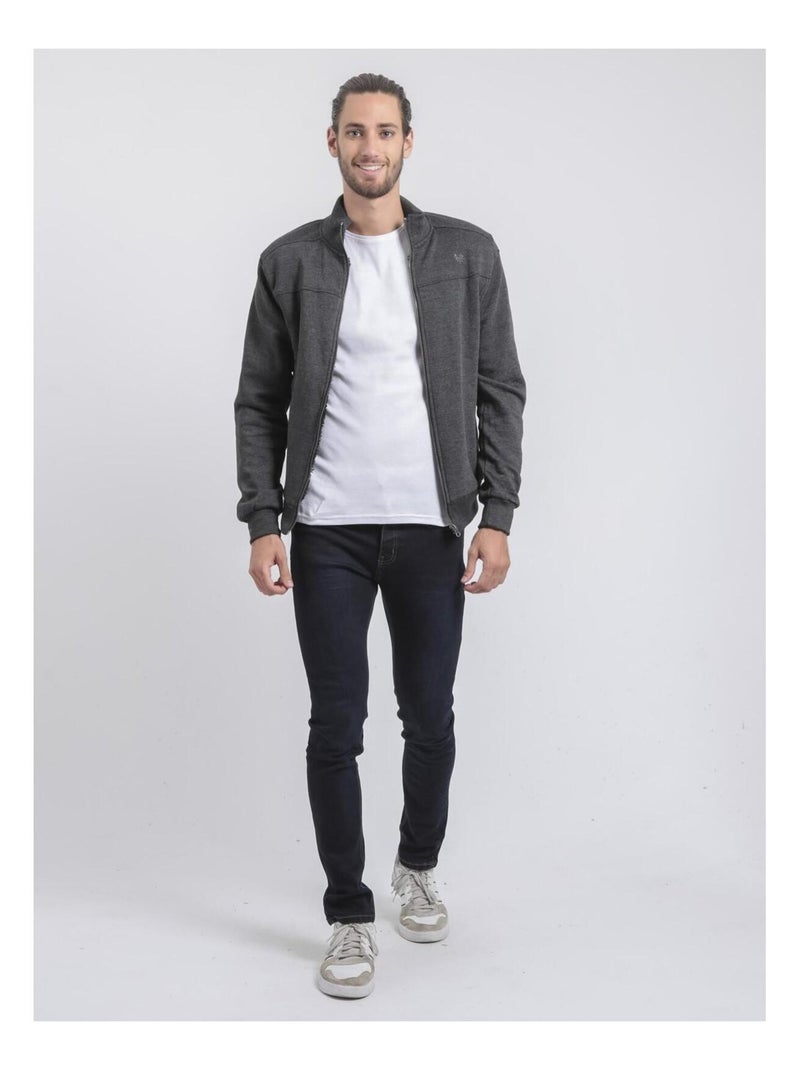 Gilet zip collo alto WILZOKY Grigio antracite - Kiabi