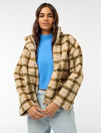 Gilet zippato con collo alto effetto montone