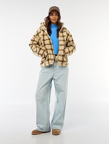 Gilet zippato con collo alto effetto montone