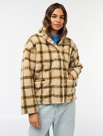 Gilet zippato con collo alto effetto montone