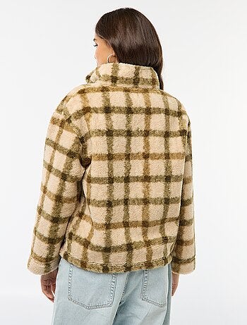 Gilet zippato con collo alto effetto montone