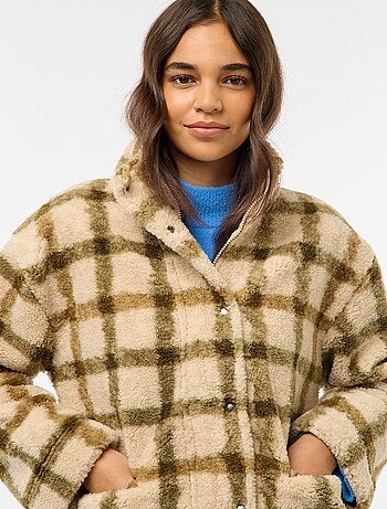 Gilet zippato con collo alto effetto montone