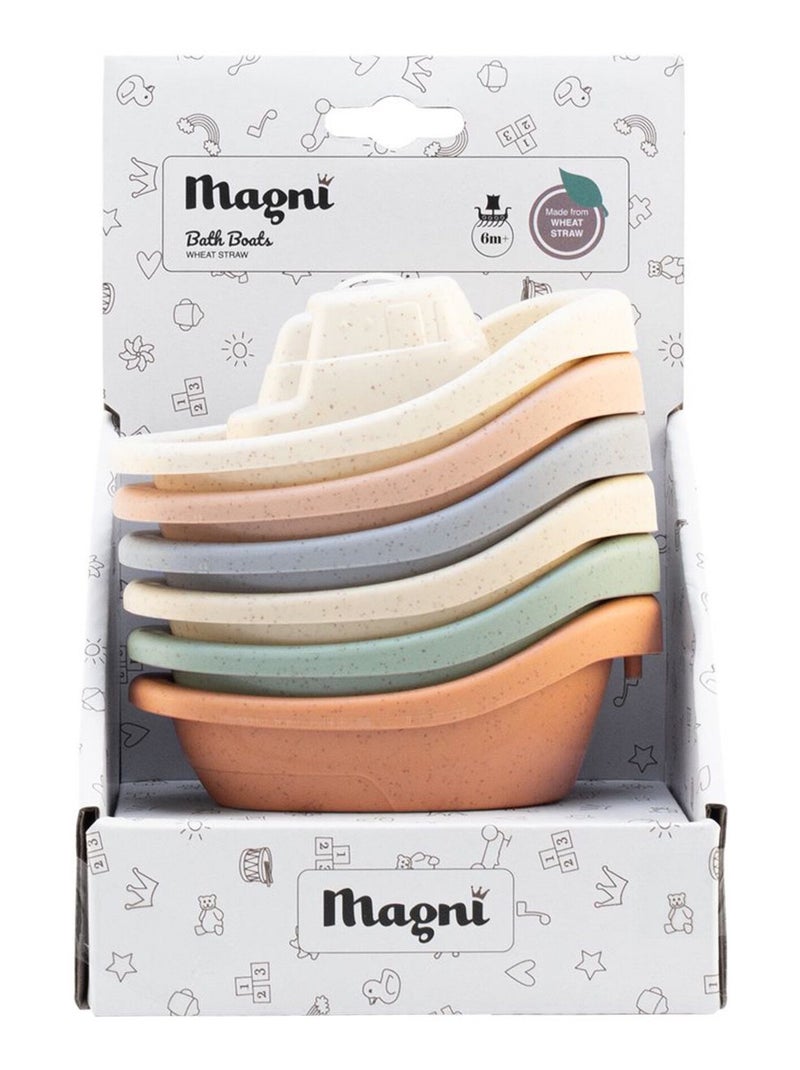 Giocattolo da bagno - set di 6 barche impilabili in paglia di grano | Magni Multicolore - Kiabi