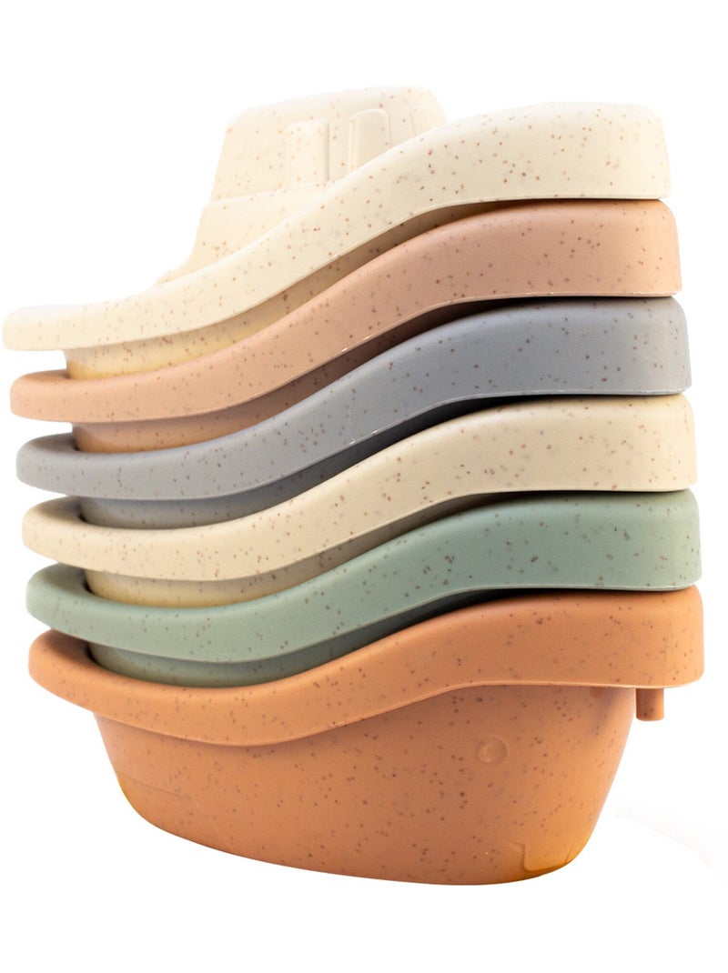 Giocattolo da bagno - set di 6 barche impilabili in paglia di grano | Magni Multicolore - Kiabi