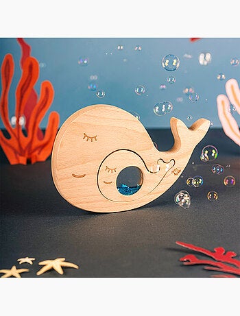 Giocattolo sensoriale neonato puzzle in legno balena | petit boum | petit boum