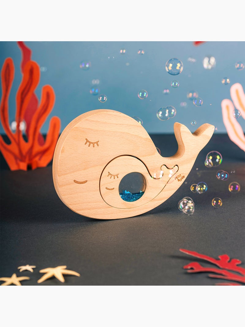 Giocattolo sensoriale neonato puzzle in legno balena | petit boum | petit boum Blu - Kiabi