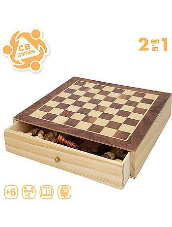 Giochi da tavolo di scacchi e dama in legno 2 in 1 con cassetto cb games