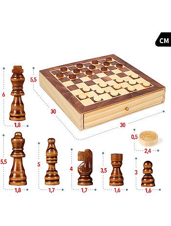 Giochi da tavolo di scacchi e dama in legno 2 in 1 con cassetto cb games