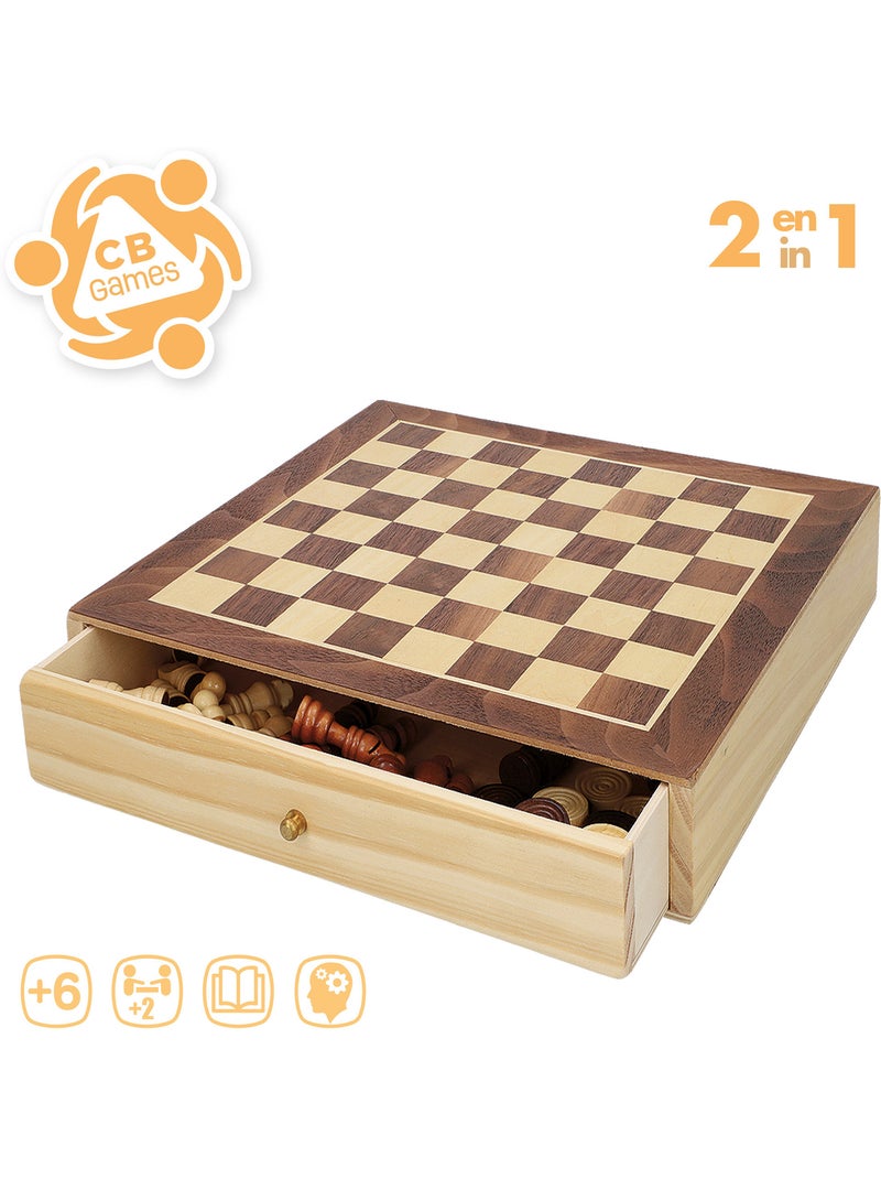 Giochi da tavolo di scacchi e dama in legno 2 in 1 con cassetto cb games N/D - Kiabi