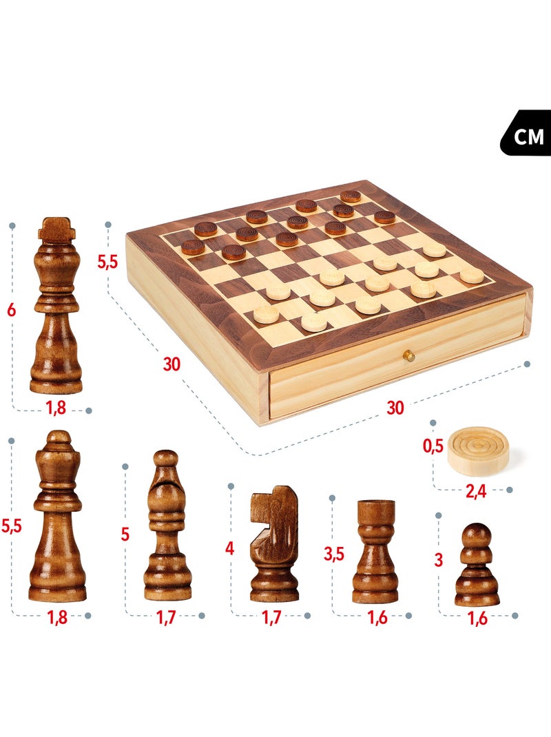 Giochi da tavolo di scacchi e dama in legno 2 in 1 con cassetto cb games N/D - Kiabi