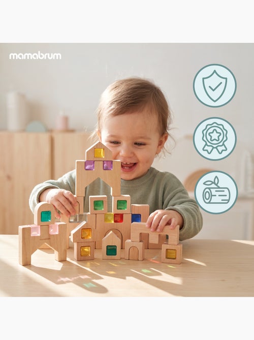 Giochi di costruzione blocchi sensoriali in legno citta 40 pezzi mamabrum - Kiabi
