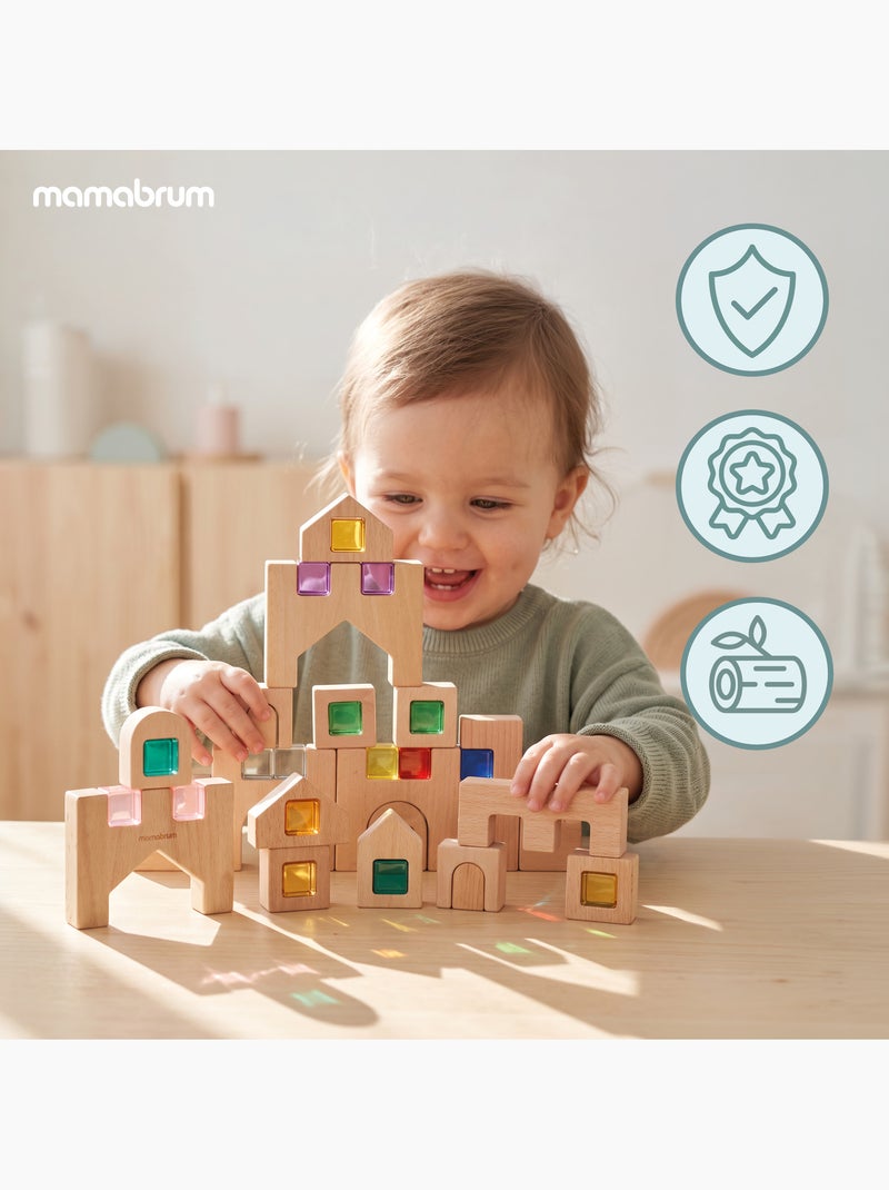Giochi di costruzione blocchi sensoriali in legno citta 40 pezzi mamabrum N/D - Kiabi