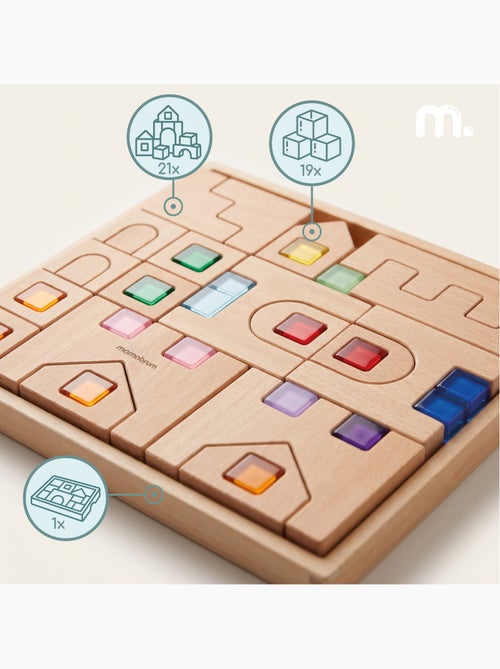 Giochi di costruzione blocchi sensoriali in legno citta 40 pezzi mamabrum - Kiabi