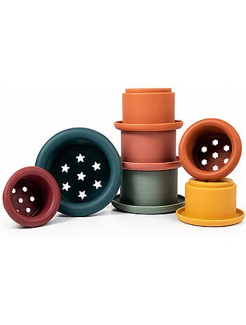 Gioco da bagno tazze impilabili in silicone | Bo Jungle