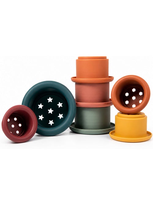 Gioco da bagno tazze impilabili in silicone | bo jungle - Kiabi