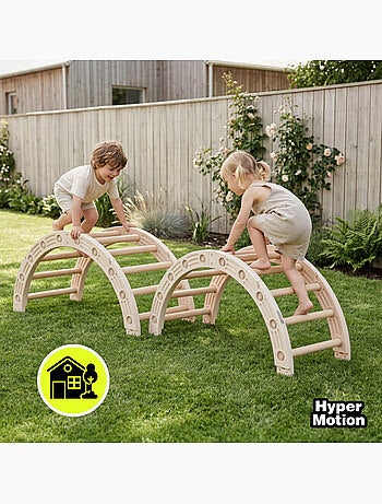 Gioco montessori 4 in 1 hypermotion per bambini con ruota ginnastica, arco e percorso di equilibrio